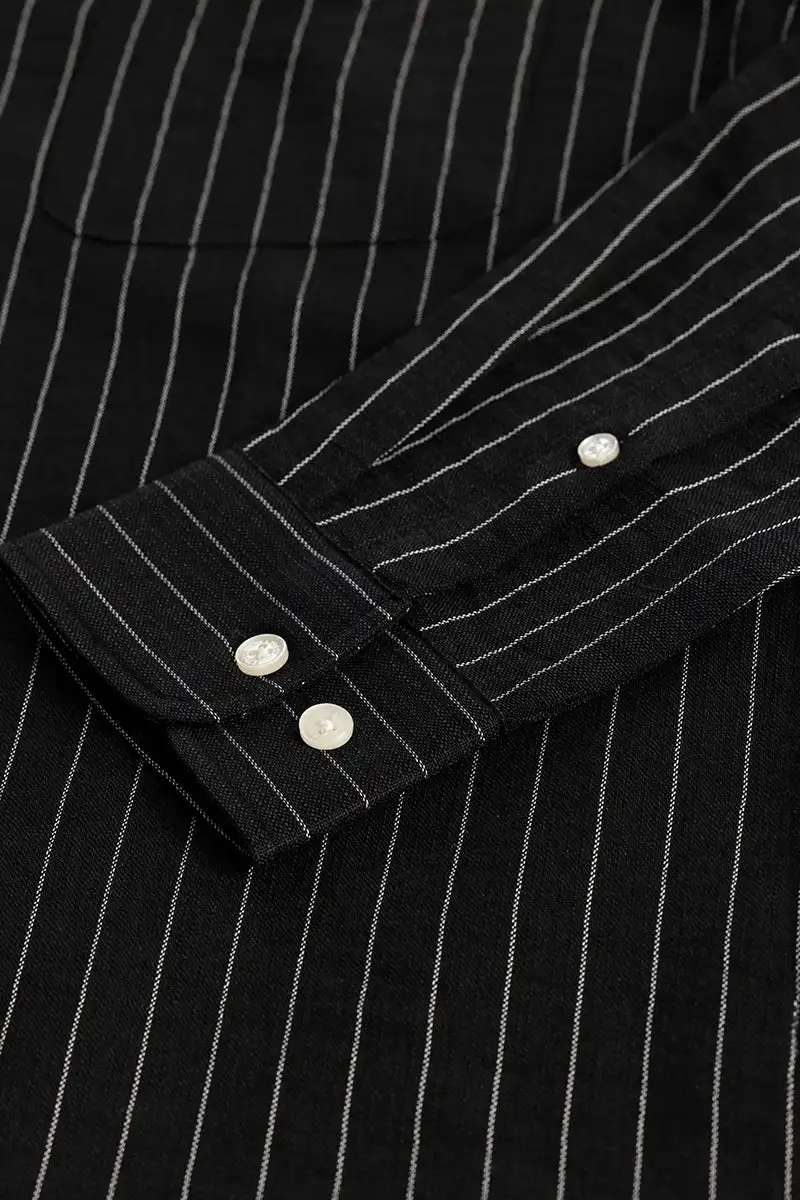 Buy Linen line black stripe shirt for men online in India