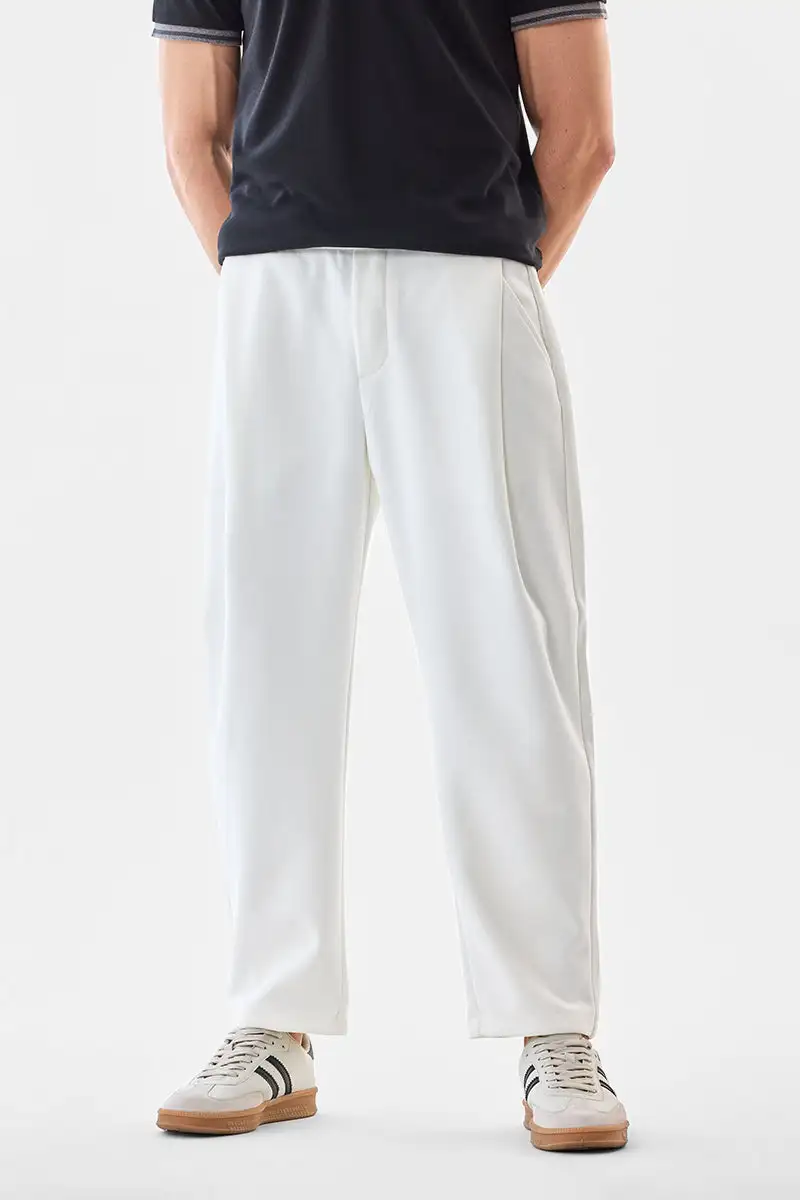 Buy Korean relaxed fit textured trousers for men online in India