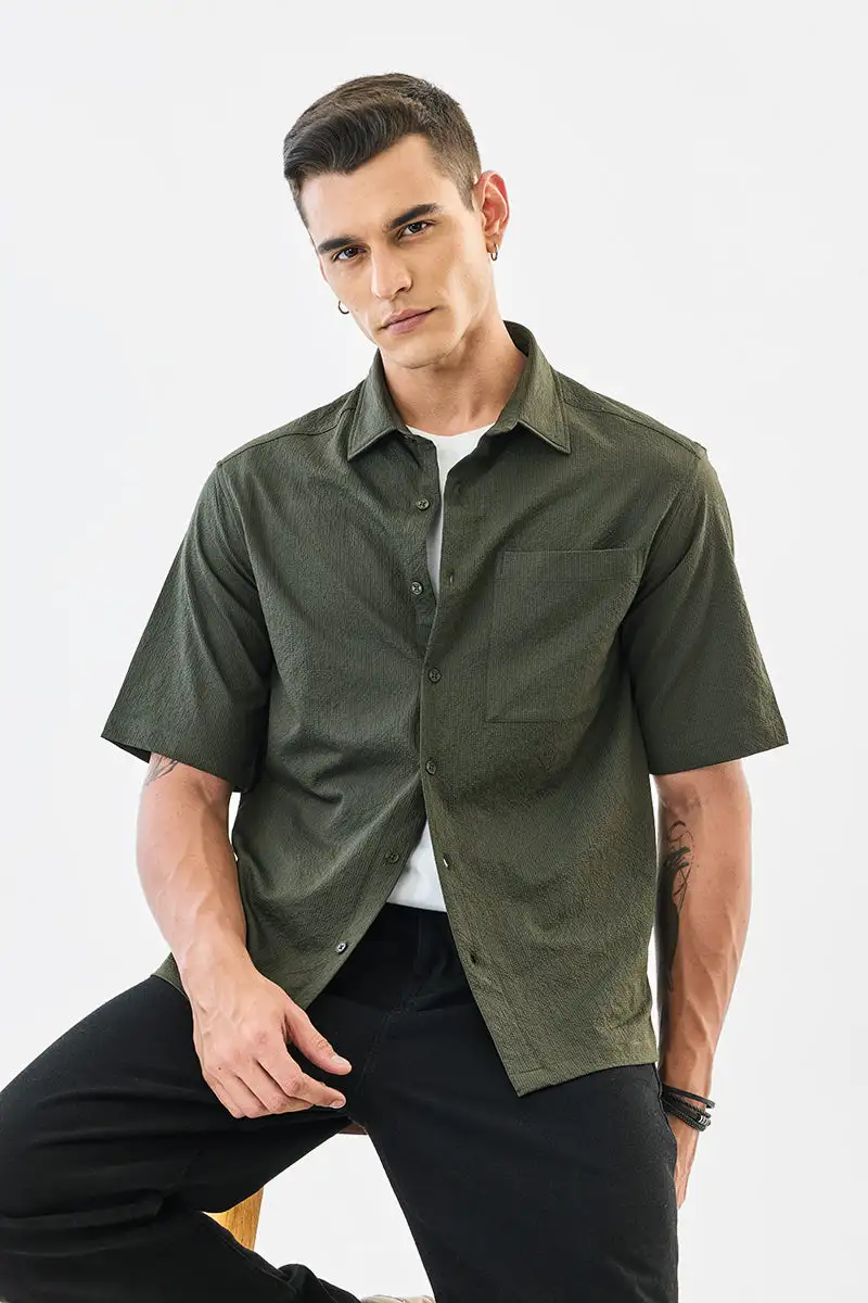 Buy Textured oversized shirt for men online in India