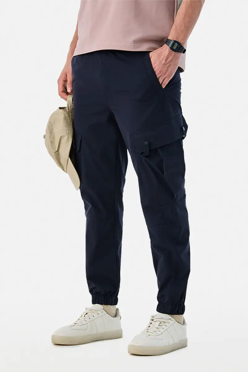 Buy Stretch slim fit six pockets cargo pants for men online in India